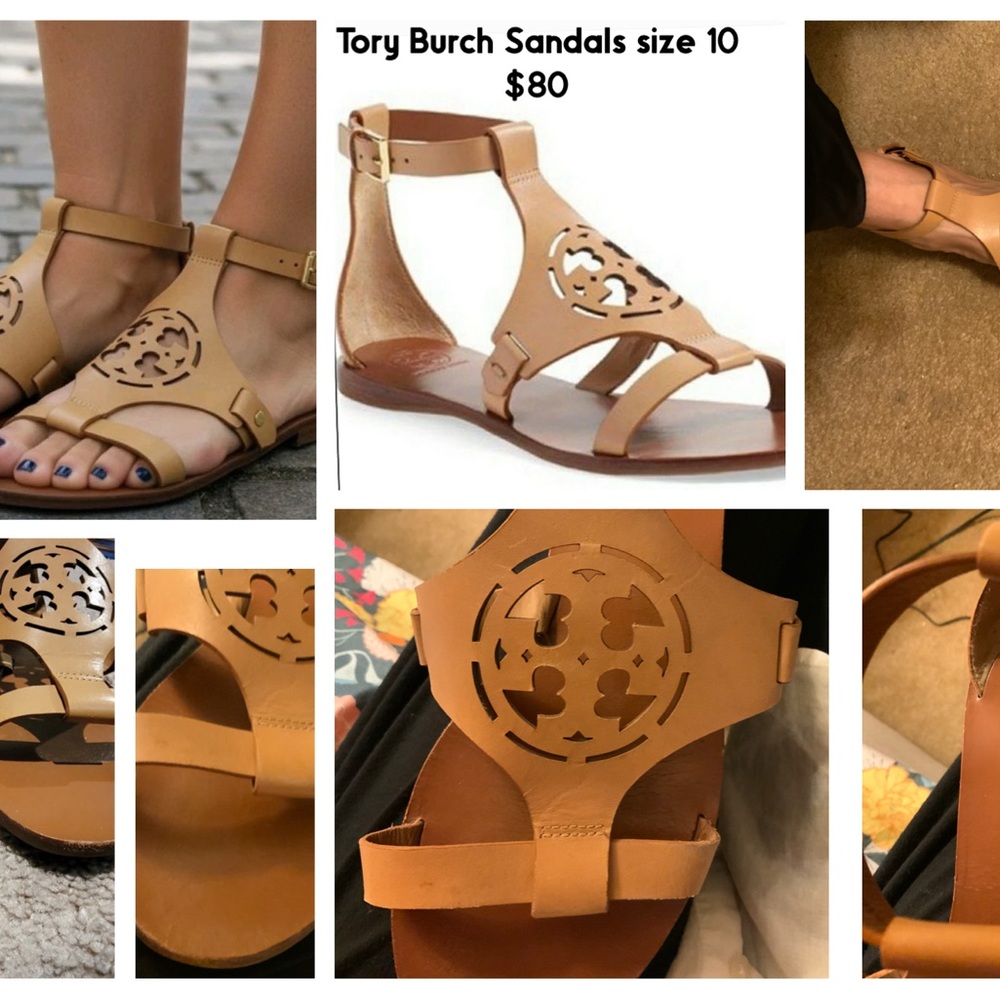 Tory Burch Brown Leather Cut-Out Sandals